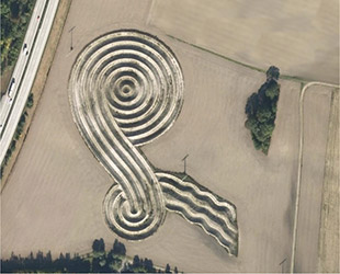 Un crop circle in forma di Kels apparso in un campo vicino all'aeroporto di Monaco in Germania