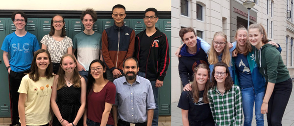 The 2019 CERN Beamline for Schools winners: (from left) Team from the West High School in Salt Lake City, USA (Image: Kara Budge) and team from the Praedinius Gymnasium in Groningen, Netherlands (Image: Martin Mug)