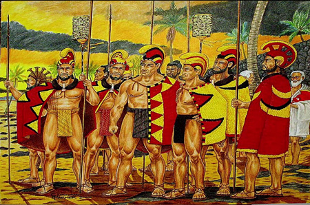 8 Capi Clan Nativi Hawaiiani in un disegno d’epoca