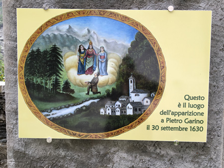 Dipinto raffigurante l’apparizione della Madonna di Forno Alpi Graie esposto presso il santuario