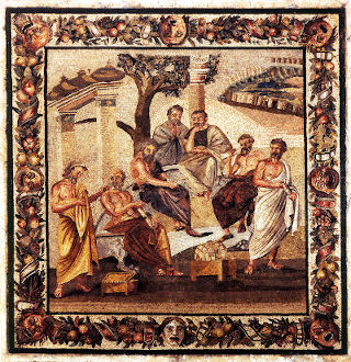 La geometria sferica applicata all’astronomia nel mosaico di Pompei raffigurante l’Accademia Platonica
