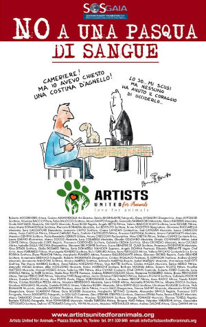 La campagna di AUFA (Artists United for Animals) su una immagine di Bruno Bozzetto che gentilmente ci ha concesso di usare